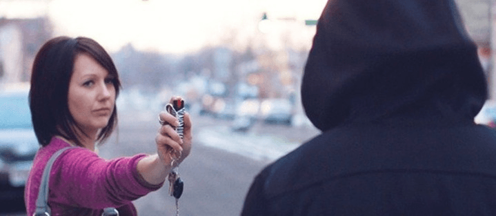 She may look cool, but this is not the posture that will keep you safe.