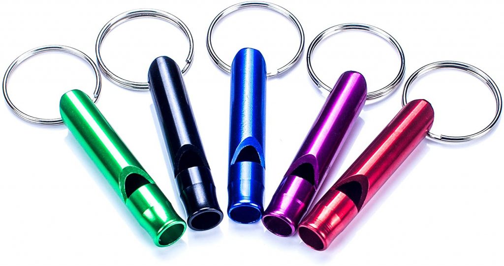 Product Image for COMUSTER 5pcs Hiking Camping Survival Aluminum Whistle