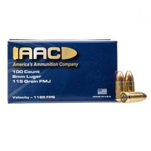 Product Image for AAC 9mm Ammo 115gr FMJ 100 round box