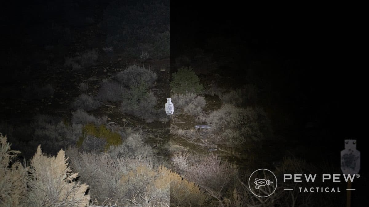 AR-15 flashlight reach comparison Fenix TK16 V2.0 vs Modlite PLHv2-18650