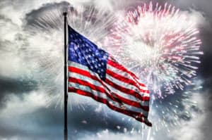American Flags and Fireworks
