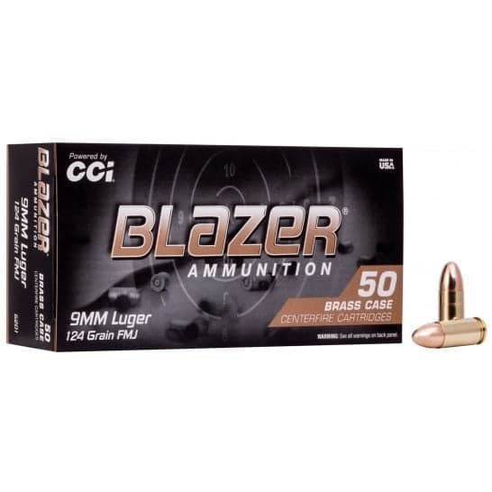 CCI Blazer Brass 9mm 124 GR FMJ ammo -  $0.21/rd