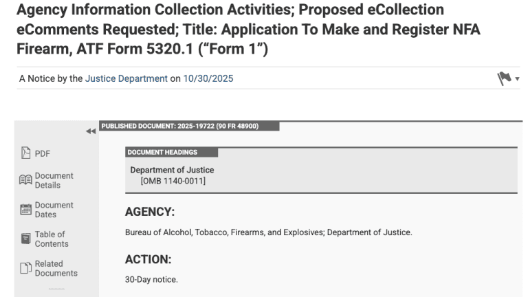 Post Thumbnail Image for post: ATF Attempts Revamp of NFA Form 1