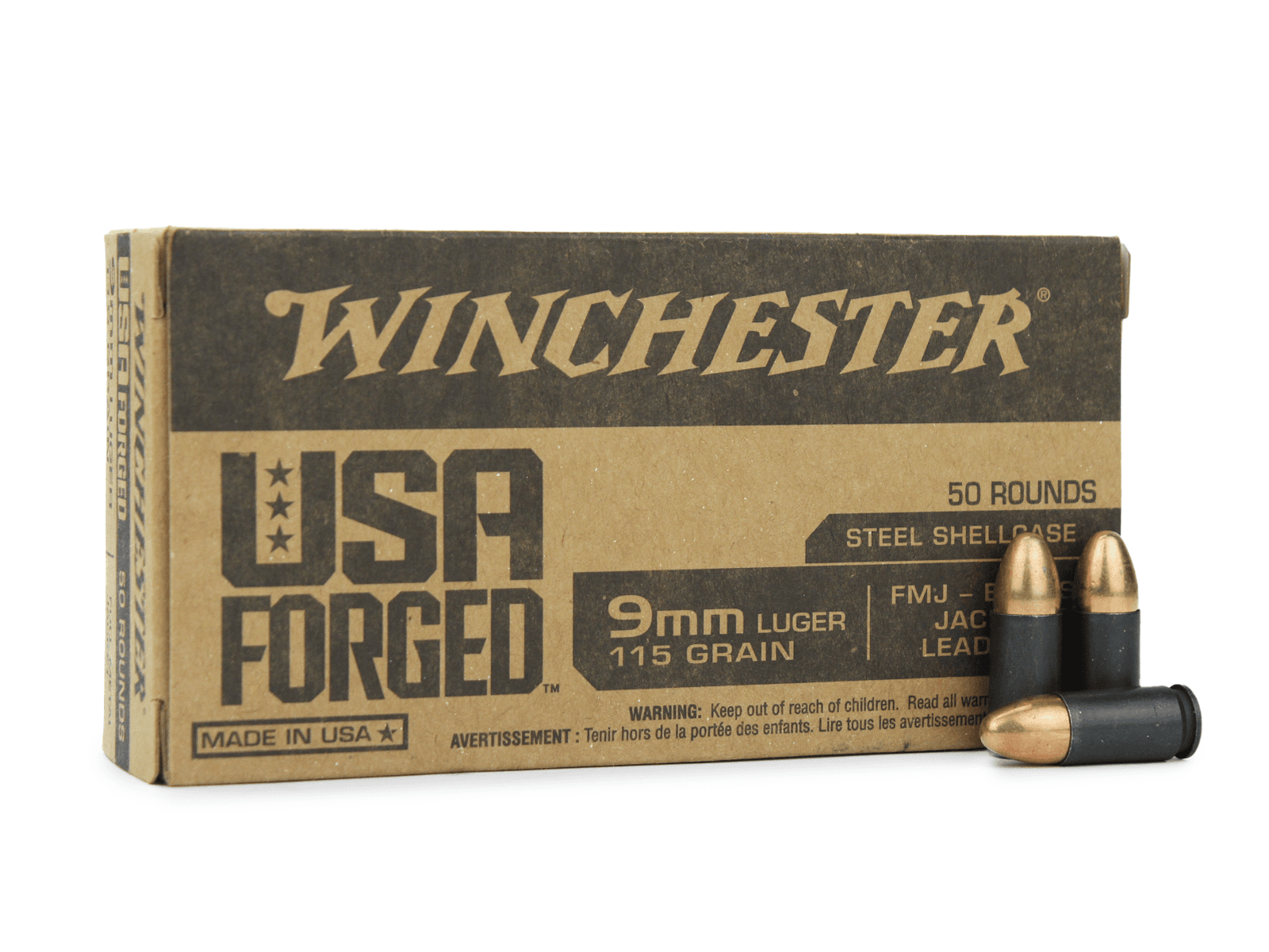 Winchester Forged Steel Case 9mm 115 GR FMJ, 250rds - $60.41 w/code "PEWPEW5P"