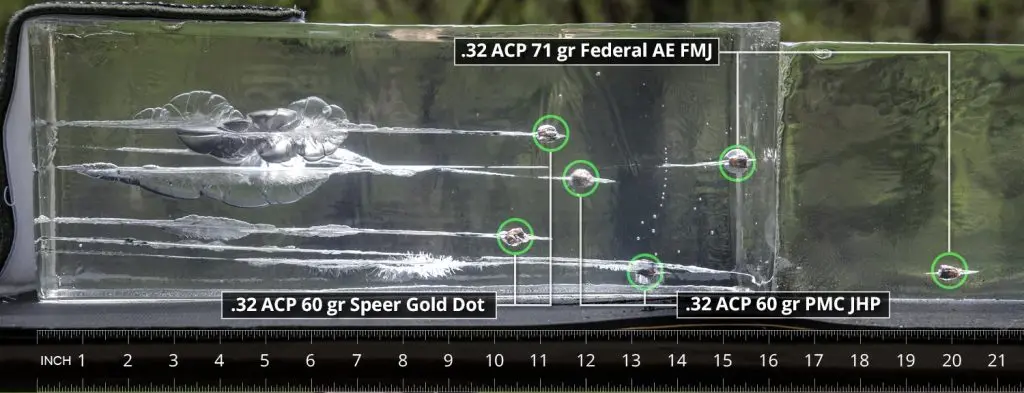 .32 ACP ballistic gel test