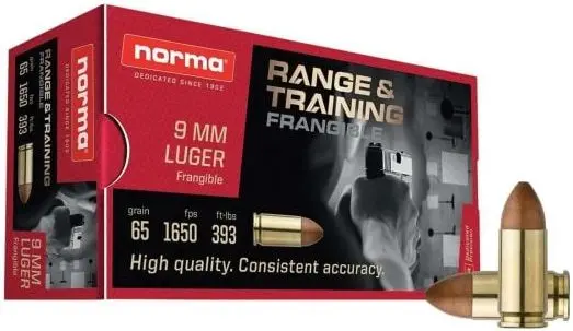 Norma 9mm Ammo 65gr Frangible
