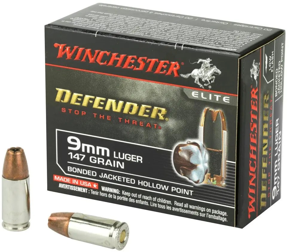 Winchester Defender 9mm Ammo 147gr BJHP