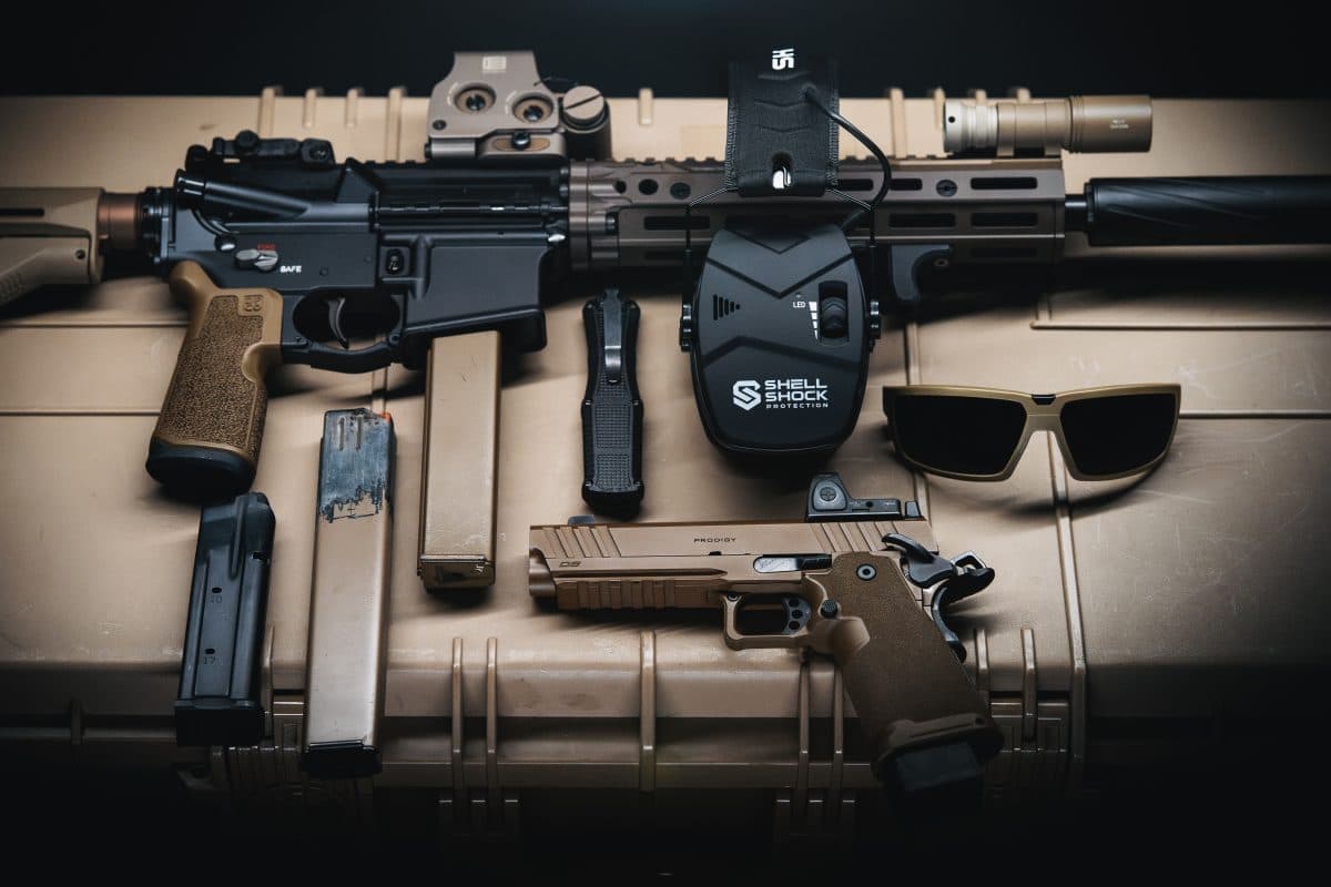 Shellshock Protection EXO Pro Elite Eclipse Eyepro Earpro FDE Tan Loadout PCC 9mm Springfield Prodigy range ready gear rifle pistol handgun 2011 sunglasses AR-9 PCC Eotech EXPS3 malkoff arisaka Banish 9 suppressor Silencer Central DFCO Die Free Co kung fu grip full stop colt pattern smg magazine 9mm daniel defense ris iii ar