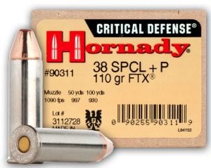 Hornady Critical Defense .38 Special +P 110 Grain JHP FTX.