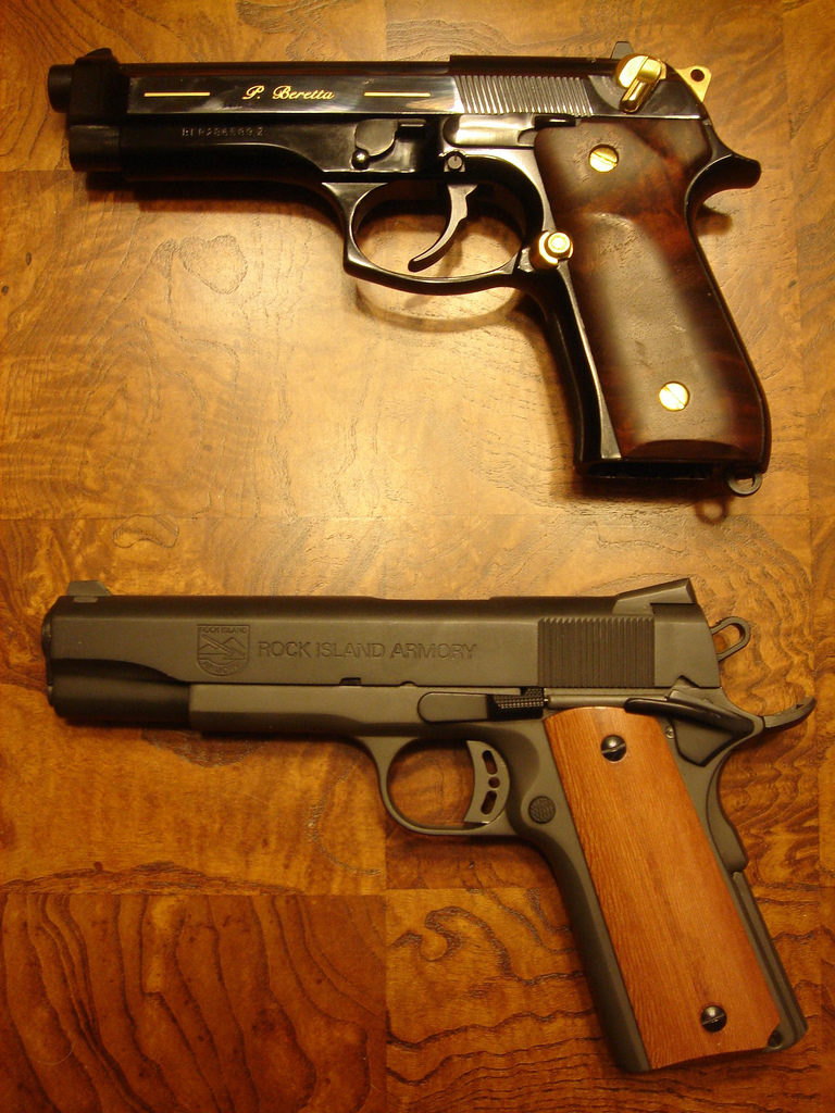 Beretta M9 compact and 1911 .45 ACP