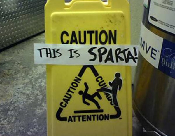 caution sparta sign