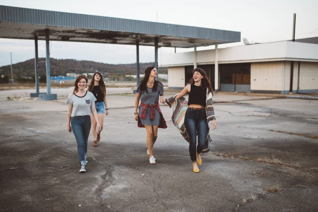 girls walking