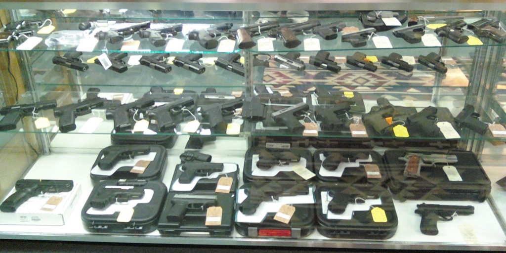 Handgun display in store