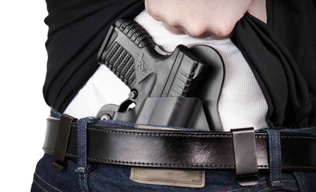 Pistol in concealed carry waist holster