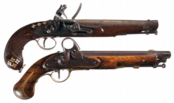 Pair of antique flintlock pistols