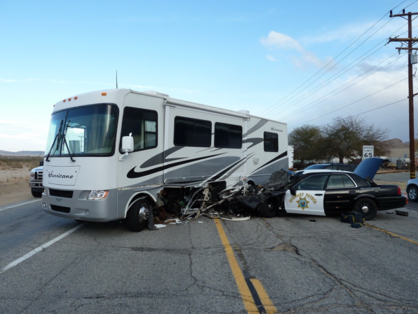 Car accident between RV and police car