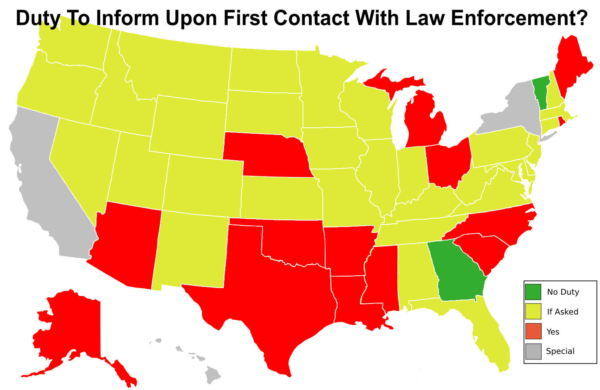 Duty to Inform Law Enforcement Map