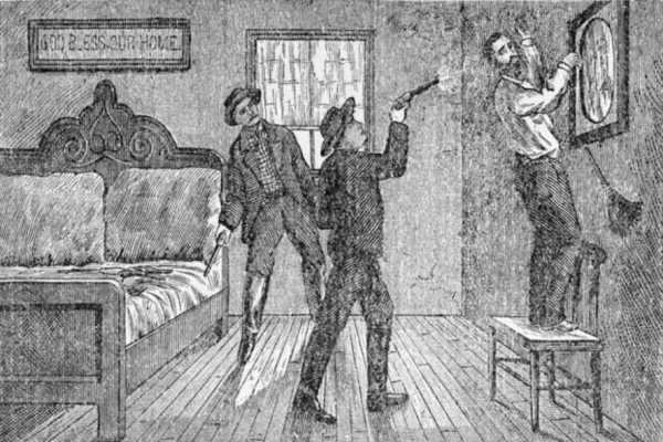 Woodcut of Jesse James Assassination