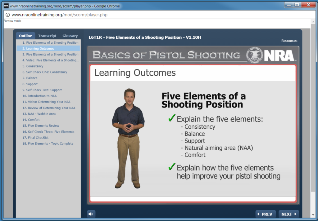 NRA Basic Pistol, Screencap