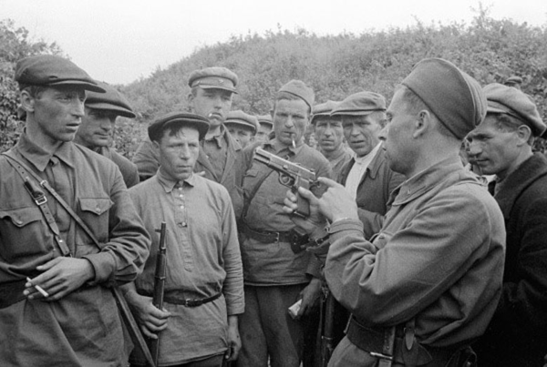 Soldiers Training in the Use of the Browning Hi-Power during World War II