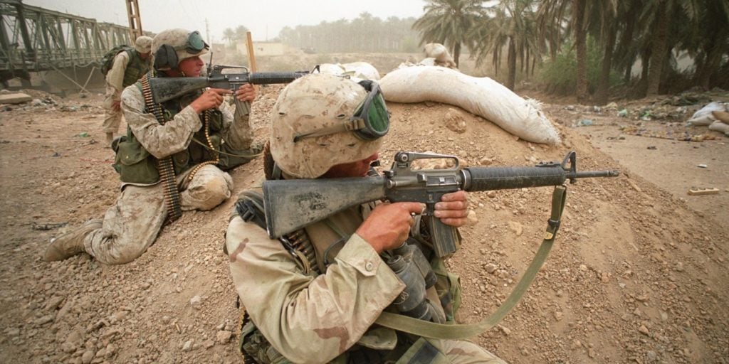 Marines using M16A2