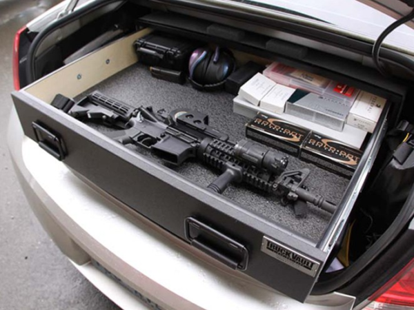 Gun vault in trunk of car