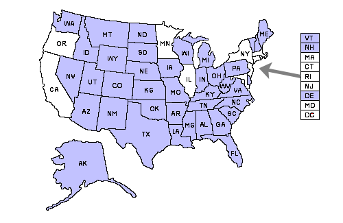 North Carolina Reciprocity map