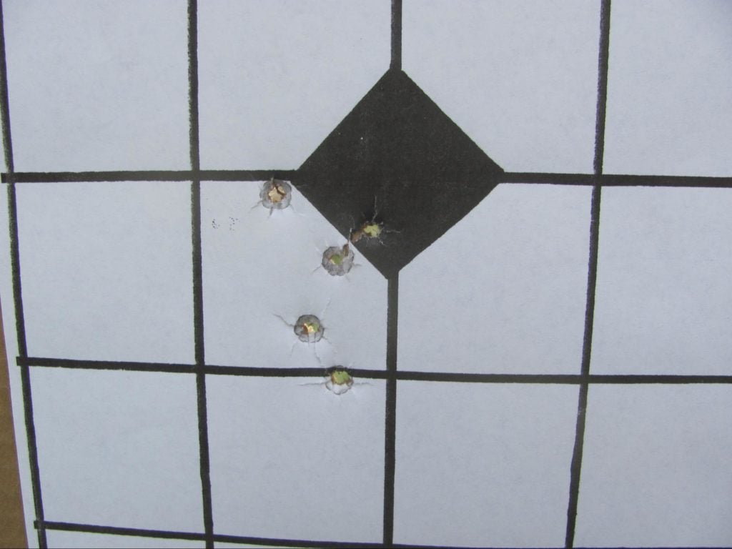 I tended to pull groups a little low and to the left at 5 yards