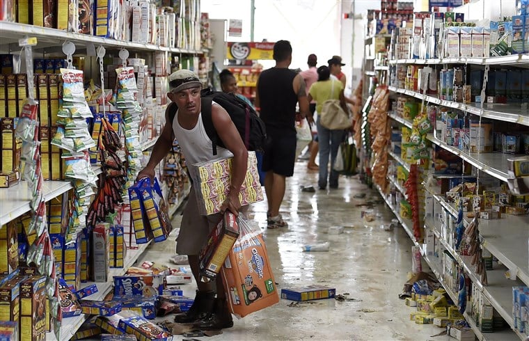 Local man loots boxes of cereal and Ramen in the wake of Hurricane Katrina