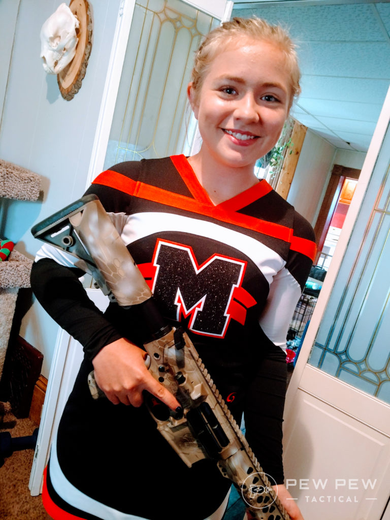 A teenage cheerleader and an Axelson Tactical AR-10: a perfect match.