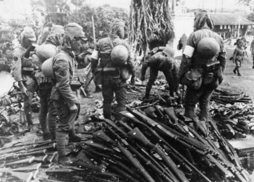 WWII Rifles piled up