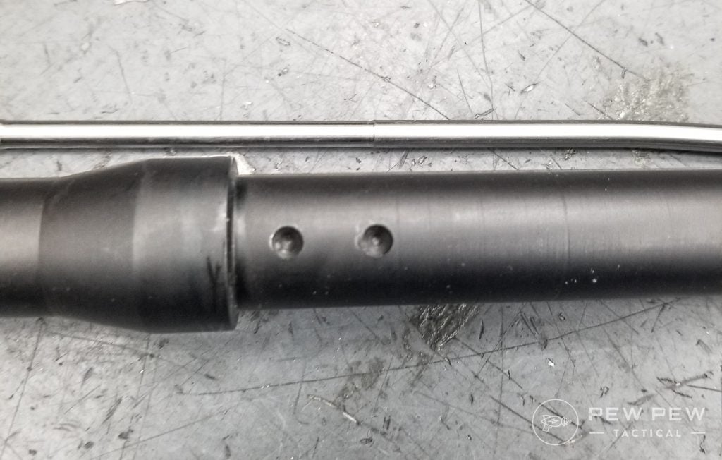 Barrel dimpled for set screws