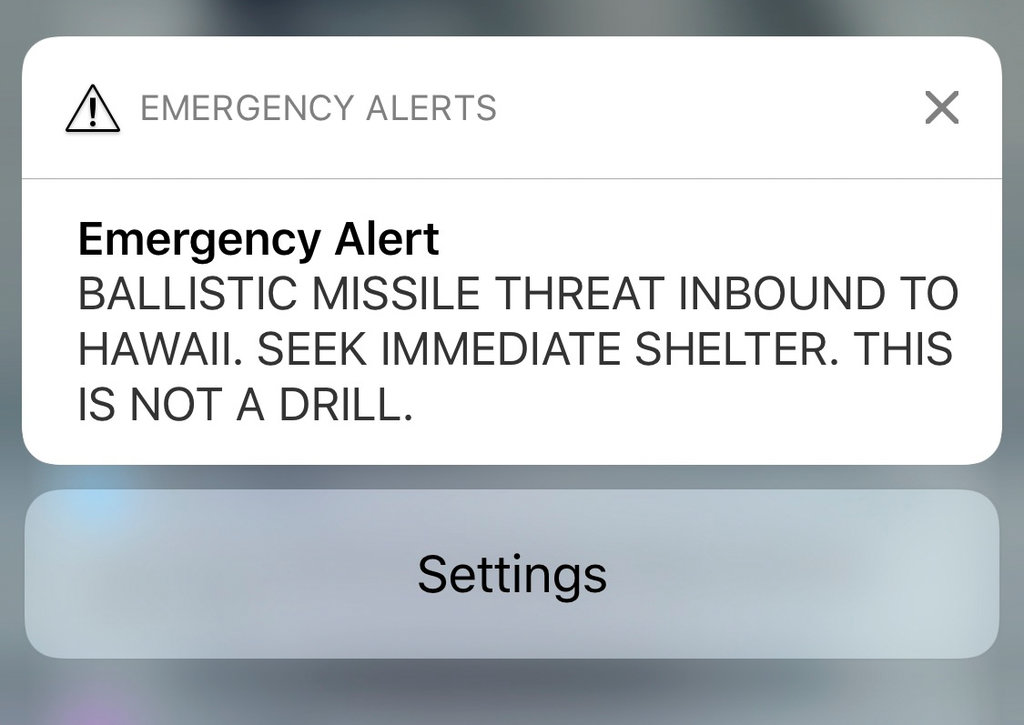 hawaii ballistic missile alert