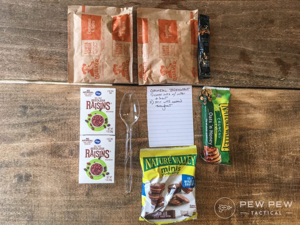 DIY MRE Oatmeal Breakfast Ingredients