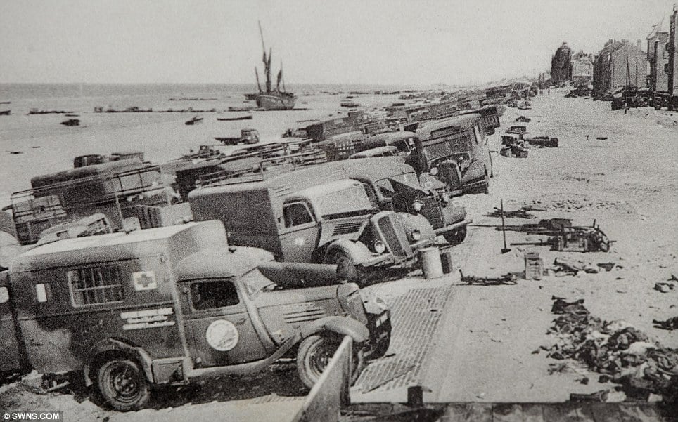 Ambulances abandoned in the aftermath of the Battle of Dunkirk