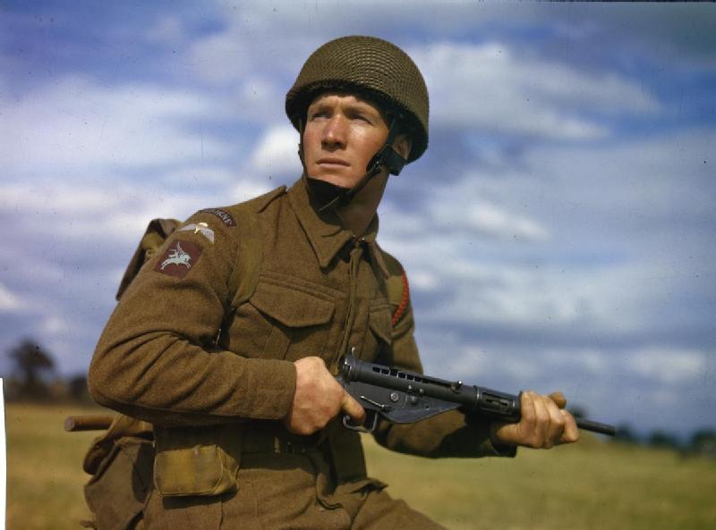 British Paratrooper training with a Sten in October 1942