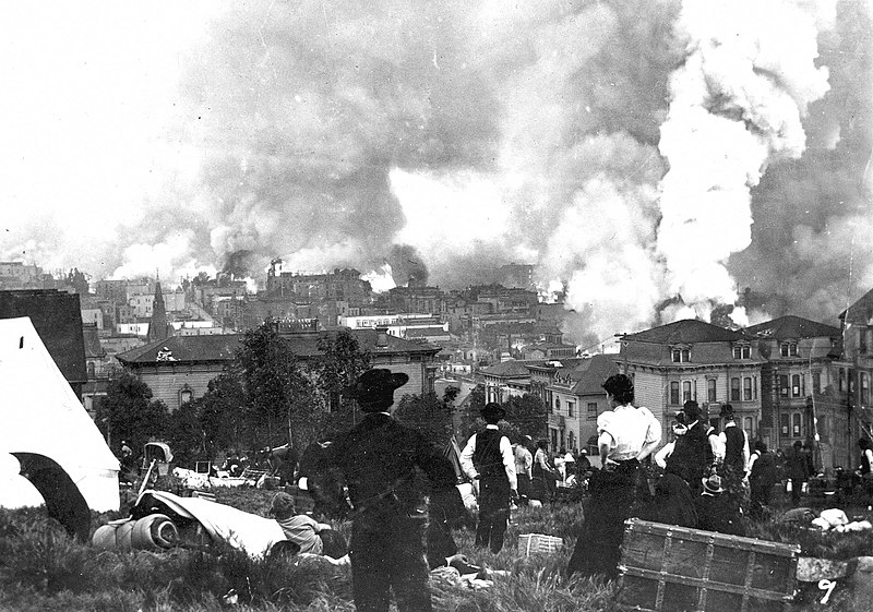 City of San Francisco on fire after the 1906 San Francisco Earthquake