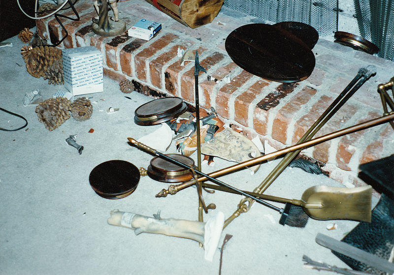 Fallen home decor items after an earthquake