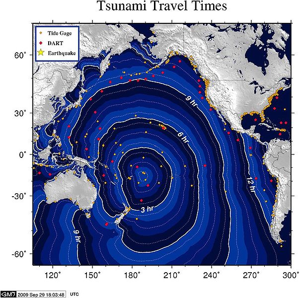 Tsunami Travel Times chart