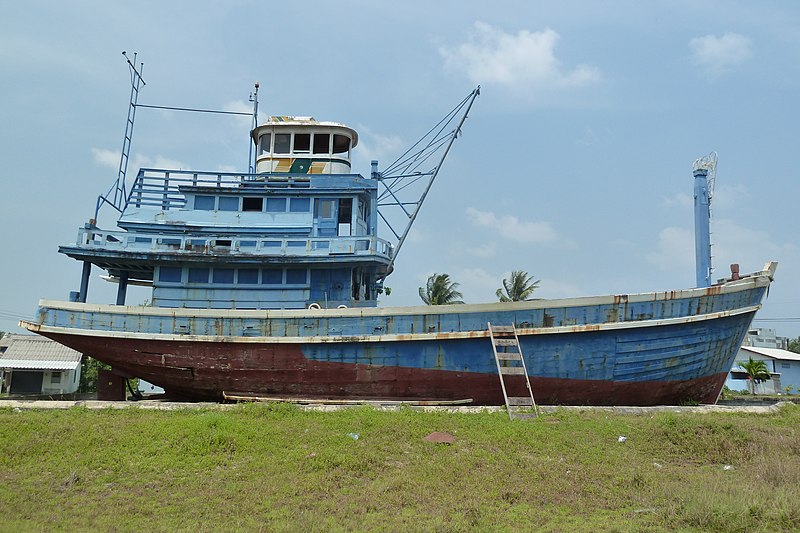 boat washed ashore by tsunami