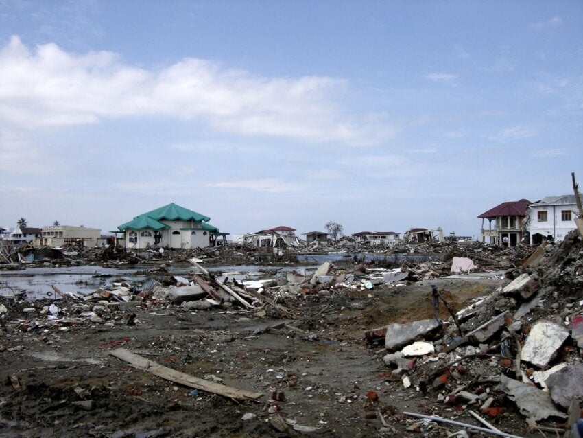 flood damage after a tsunami