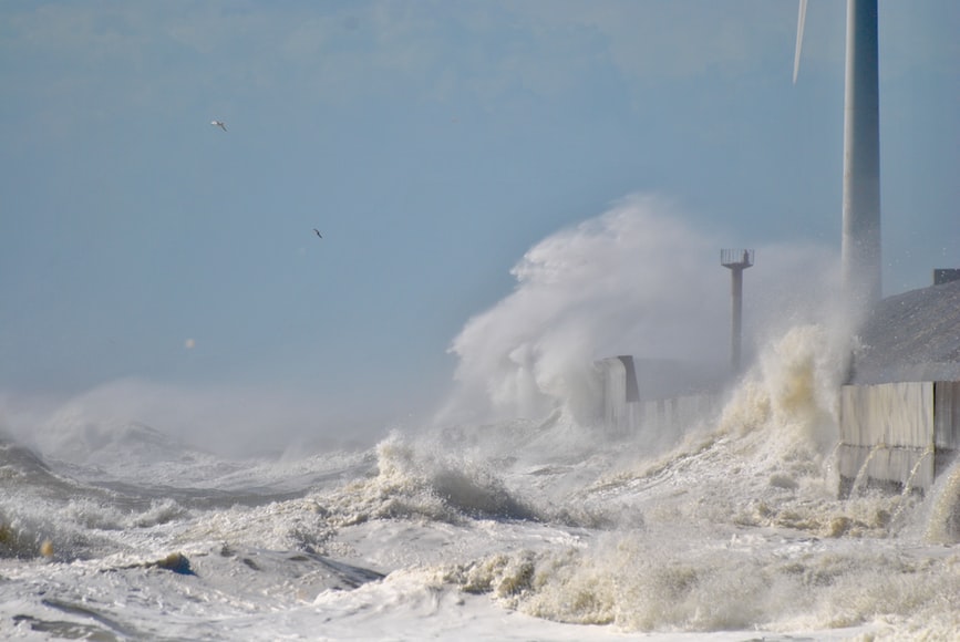 waves hitting the shore