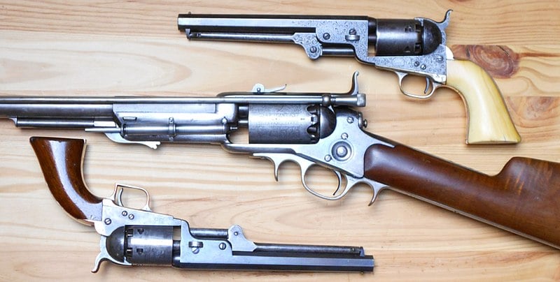 Colt New Model Revolving Rifle with Colt Navy Revolvers