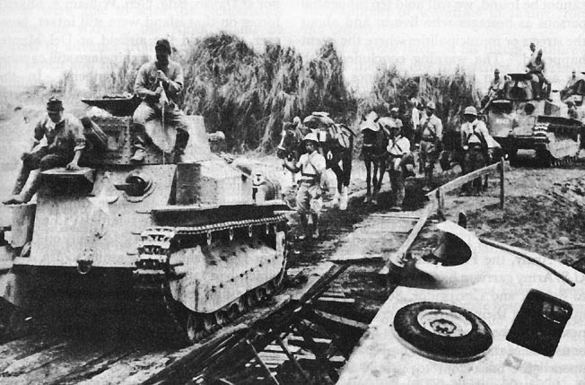 Japanese Light Tanks Moving Towards Manila