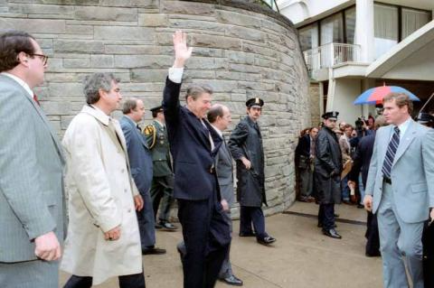 Reagan Waving Before Gunfire