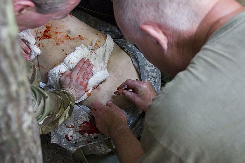 Treating a simulated sucking chest wound