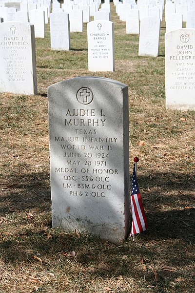 Audie Murphy's headstone in Arlington National Cemetery