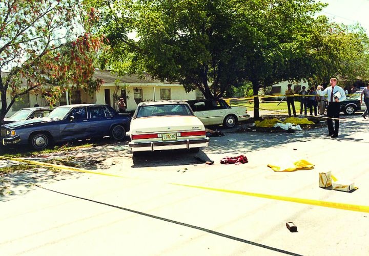 Crime scene photo of the 1986 FBI Miami shootout