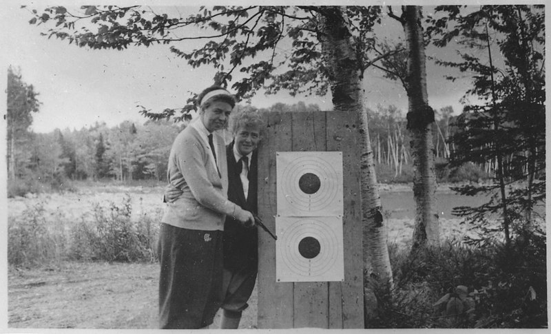 Eleanor Roosevelt and Nancy Cook with targets after shooting