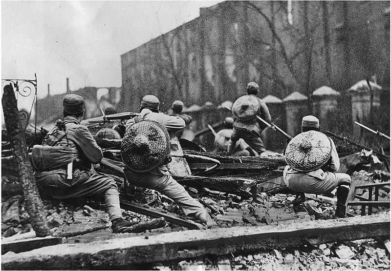 Chinese 19th Route Army defending during the Battle of Shanghai